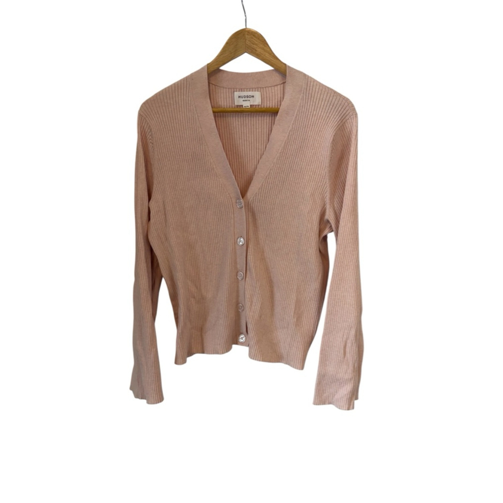 Hudson North Ribbed Cardigan Womens XL Blush Pink Button Front Lightweight